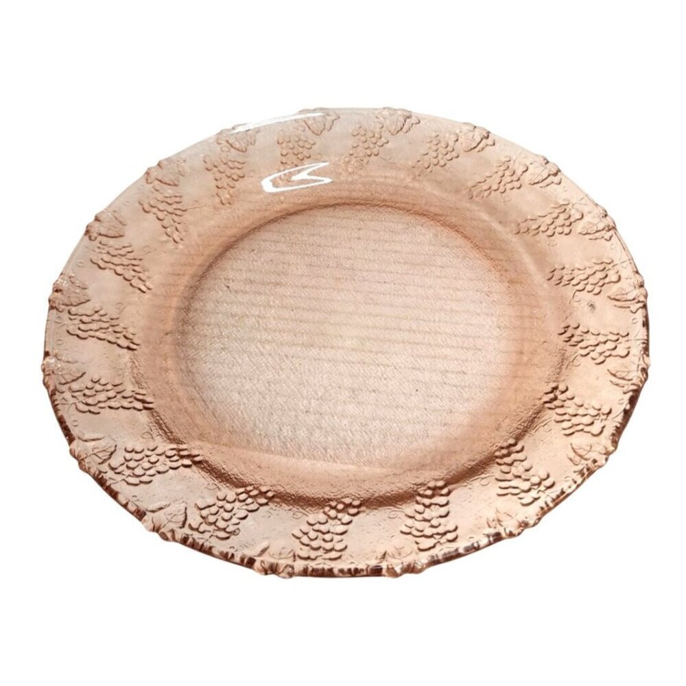 KIG Indonesia, Depression Pink Glass Dinner Plate, Harvest Grape 10 inch